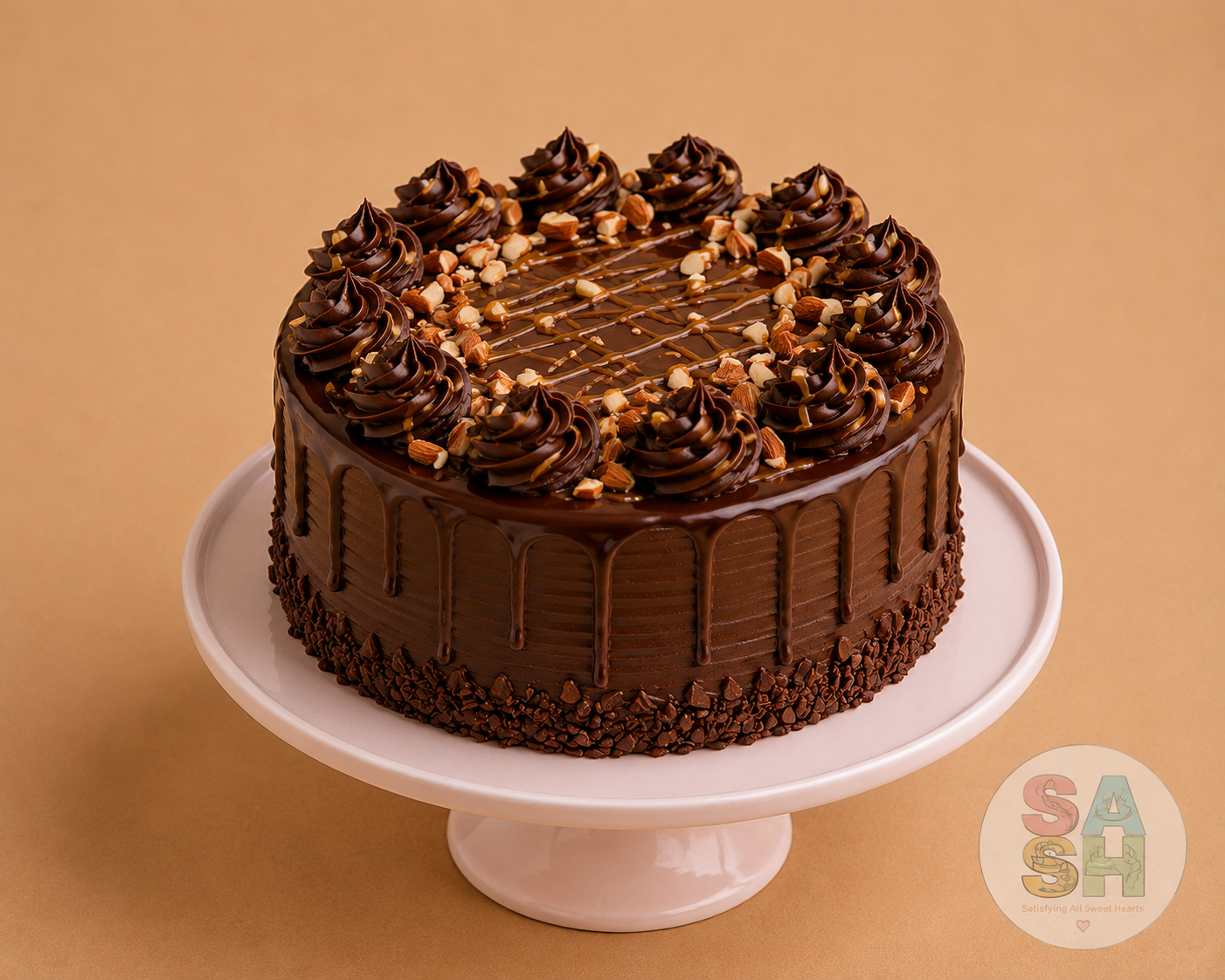 Double Chocolate Ganache With Roasted Almonds & Caramel